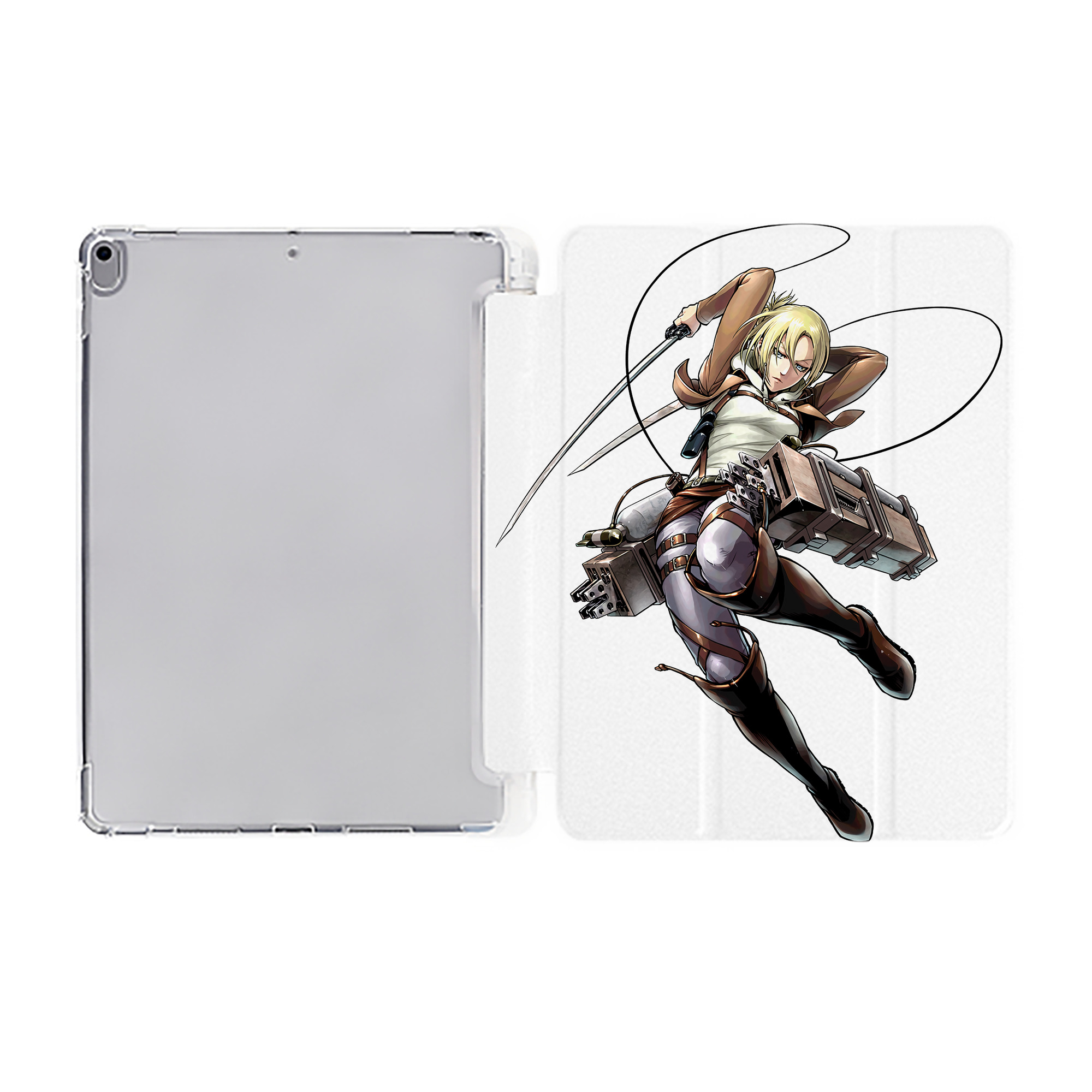 （画像用） 進撃の巨人 アニ・レオンハート Attack on Titan Annie Leonhart IPad ケース ペン収納付き 三つ折りスタンド PUレザー×シリコン 対応機種9.5/10.5/10.9インチ